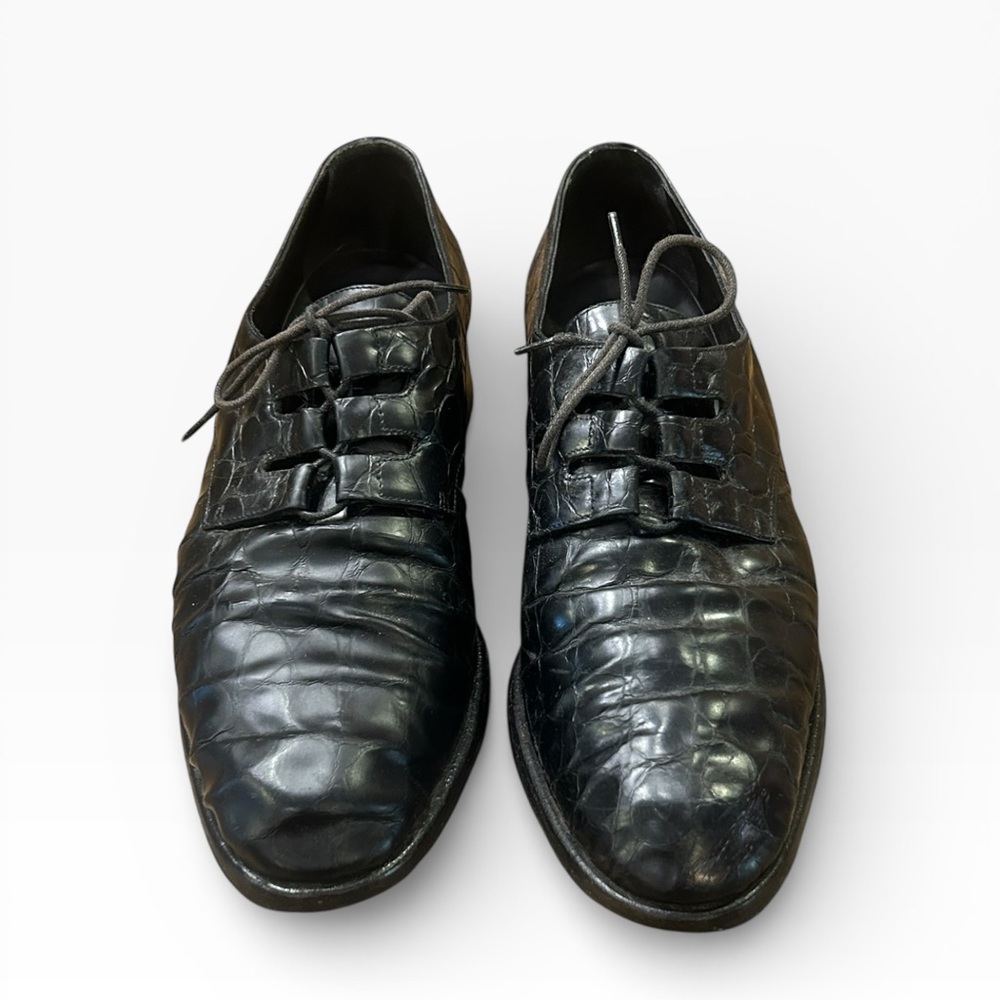 Cole Haan Women’s Black Vintage Croc Embossed Leather Lace-Up Oxford Shoes 8.5 - Picture 4 of 12